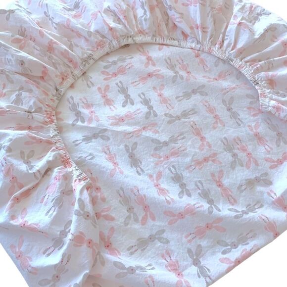 Lambs & Ivy Bunny Rabbit Print Baby Crib Sheet - Picture 2 of 4